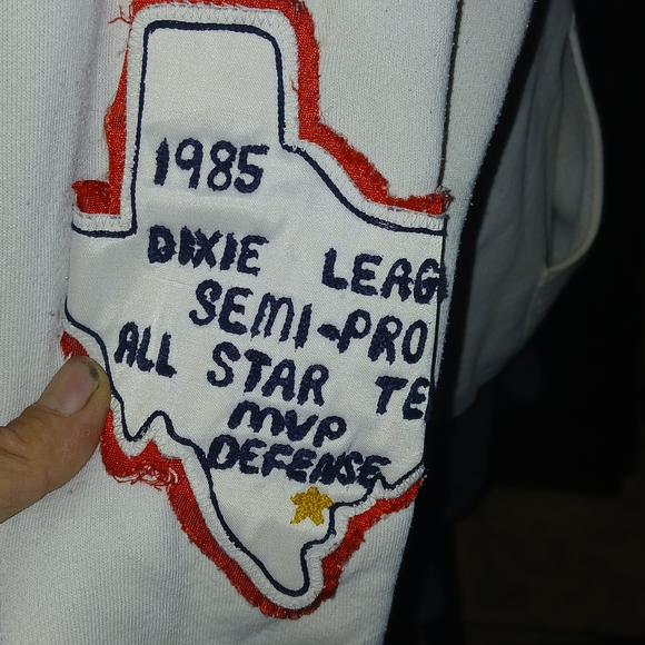 Russell Athletic White Sweatshirt with Red and Blue Embroidery - Picture 1 of 8